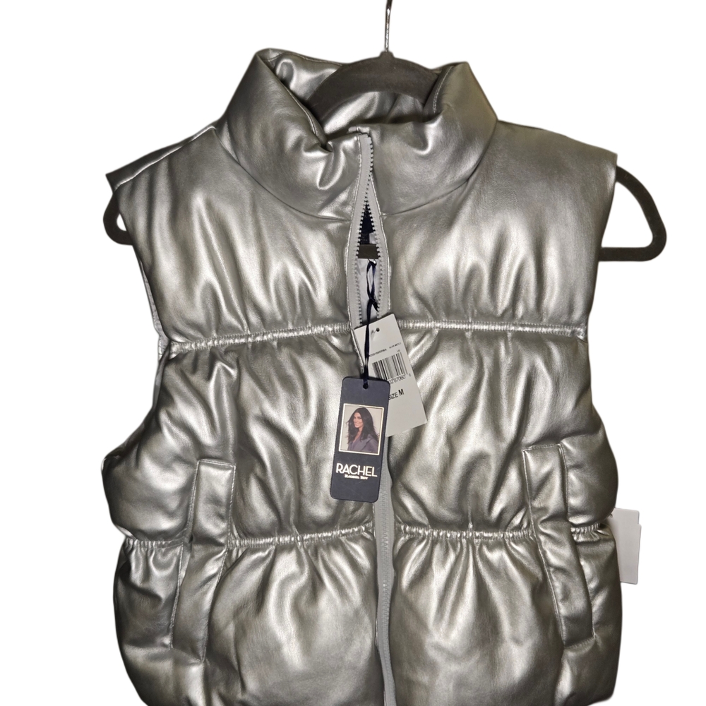 NWT Rachel Roy Metallic Silver Puffer Vest